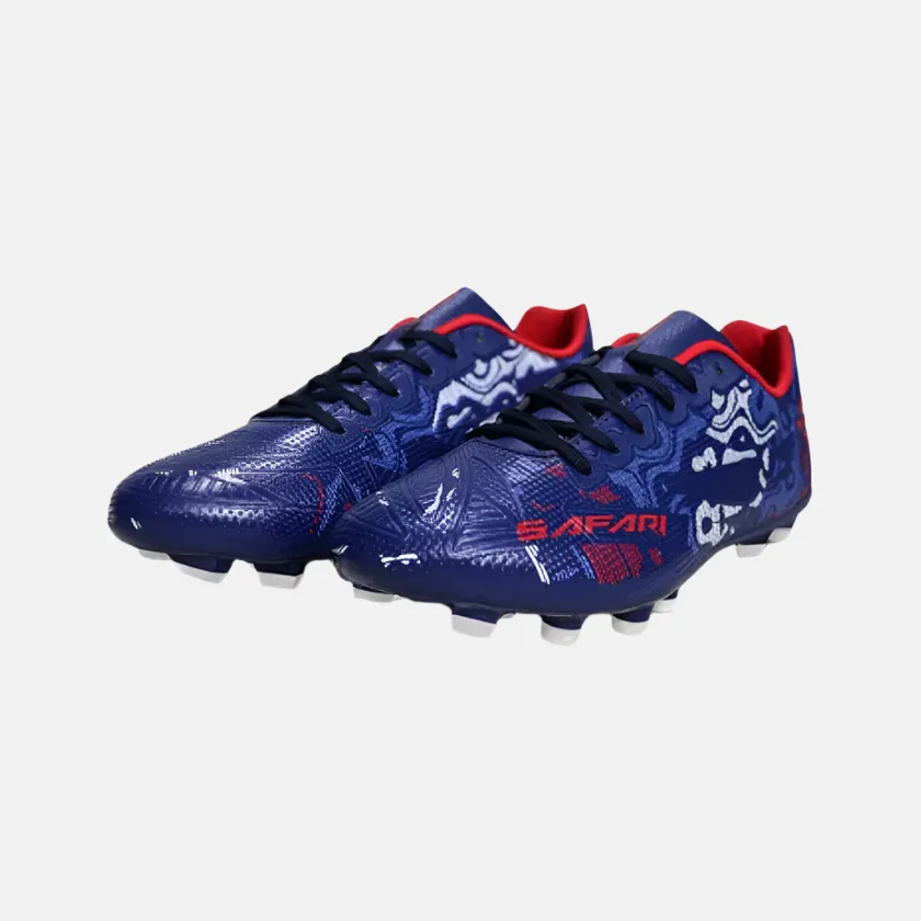 Nivia Safari Men's Football Shoes -Navy Blue/Red Toe Guard
