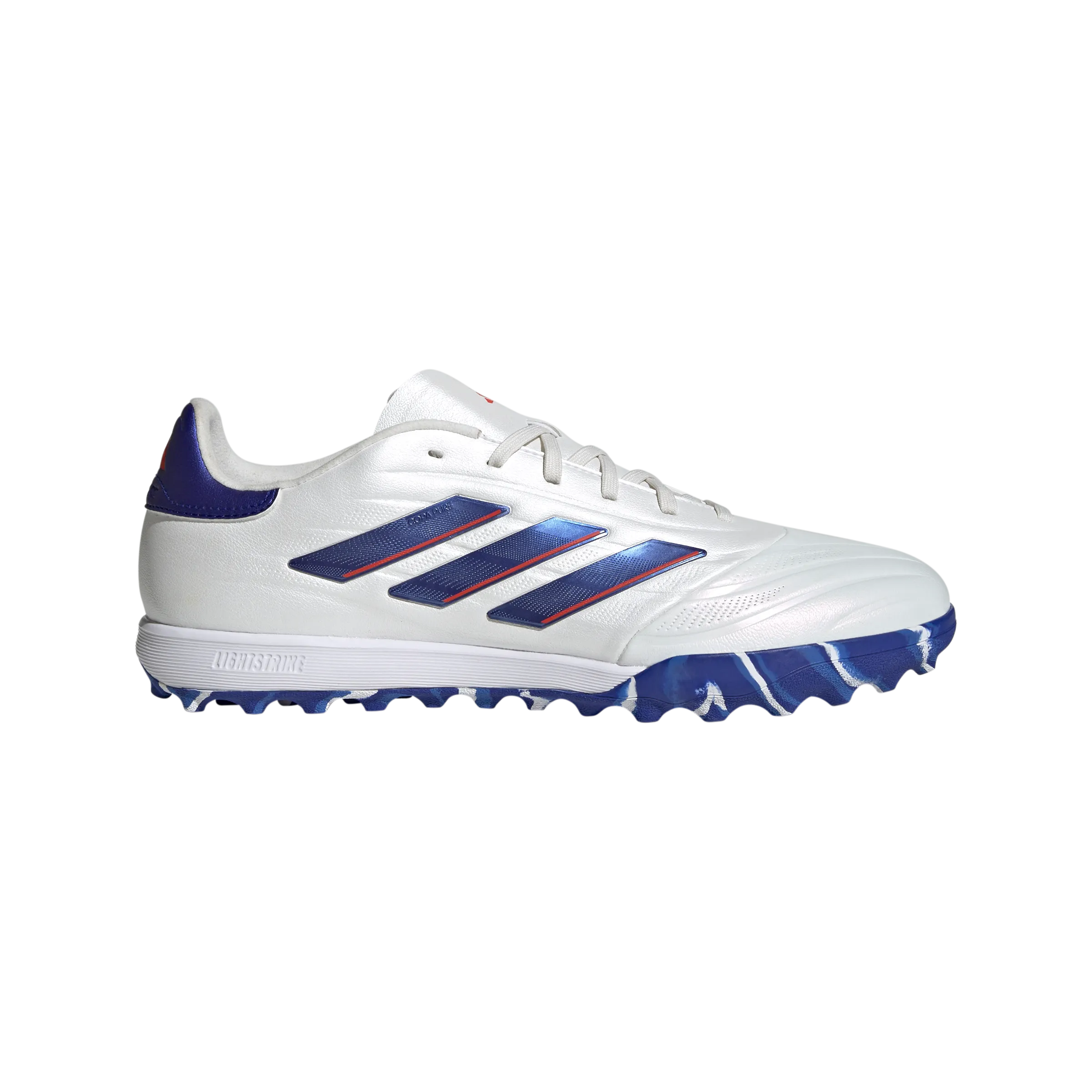 Match Time adidas Copa Pure 2 Elite Artificial Turf Soccer Shoes | Cloud White-Lucid Blue-Solar Red | Men's