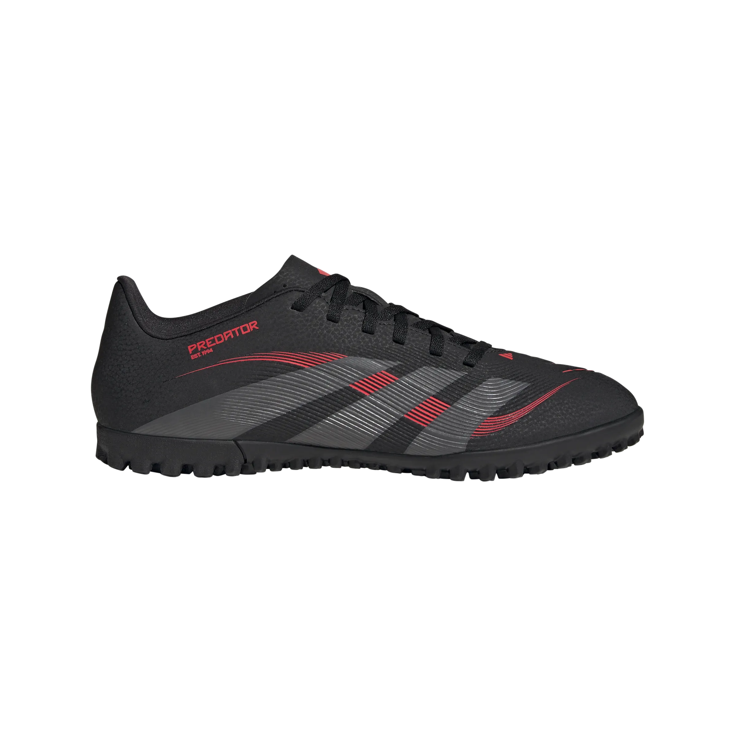 Lockdown fit adidas PREDATOR CLUB Artificial Turf Soccer Shoes | Core Black-Grey Four-Lucid Red | Men's