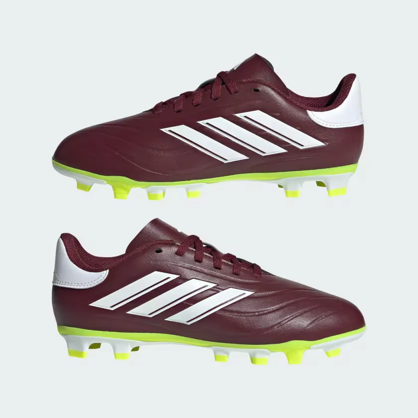 Adidas Copa Pure II ClubFlexible Ground Fooball Kids Unisex Shoes (4-7Year) -Shadow Red/Cloud White/Team Solar Yellow 2 Narrow Fit