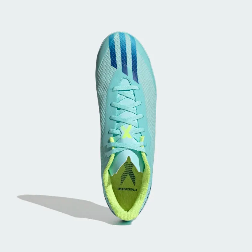adidas X SPEEDPORTAL.4 Indoor Soccer Shoes | Clear Aqua | Men's Fast Grip Quick lace