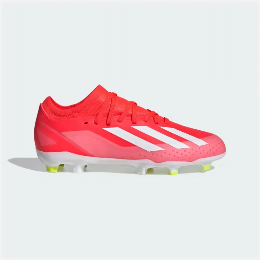 Adidas X Crazyfast League Firm Ground Fooball Kids Unisex Shoes (4-7Year) -Solar Red/Cloud White/Team Solar Yellow 2 Ventilated Dock Easy