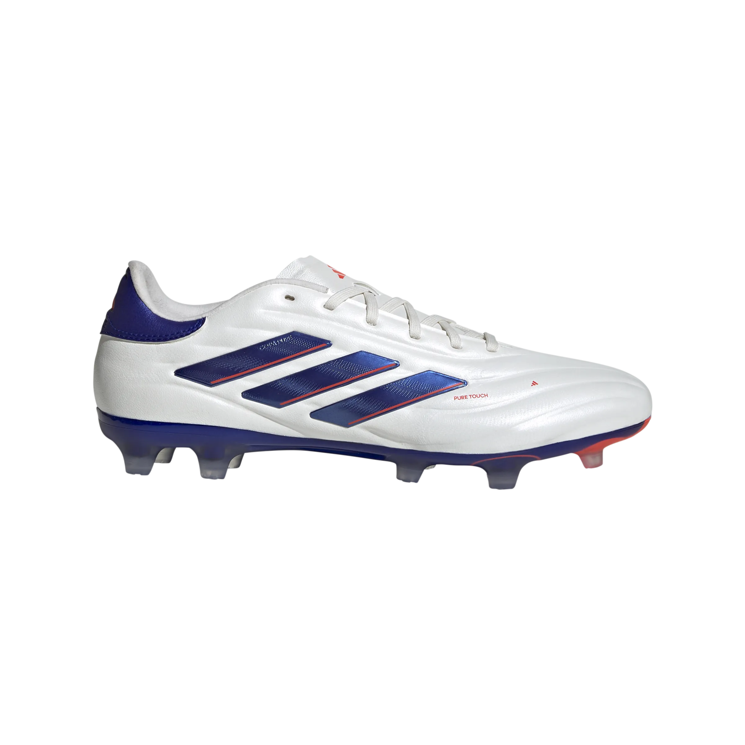 adidas Copa Pure 2 Pro Firm Ground Soccer Shoes | Cloud White-Lucid Blue-Solar Red | Men's Explosive Start Reinforced Stitching