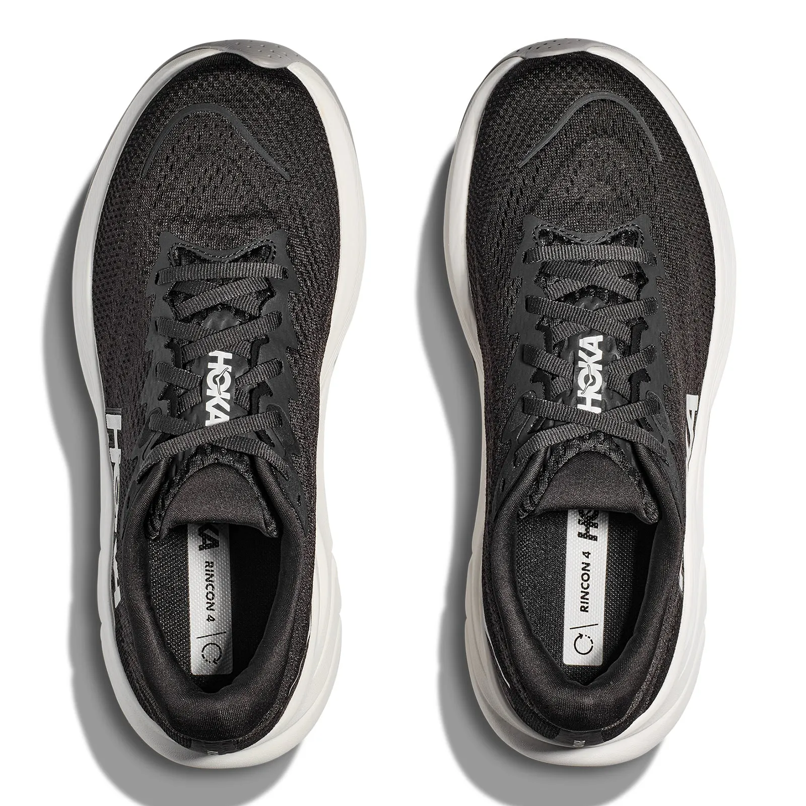 HOKA Womens RINCON 4 Black/White Anti Bacterial