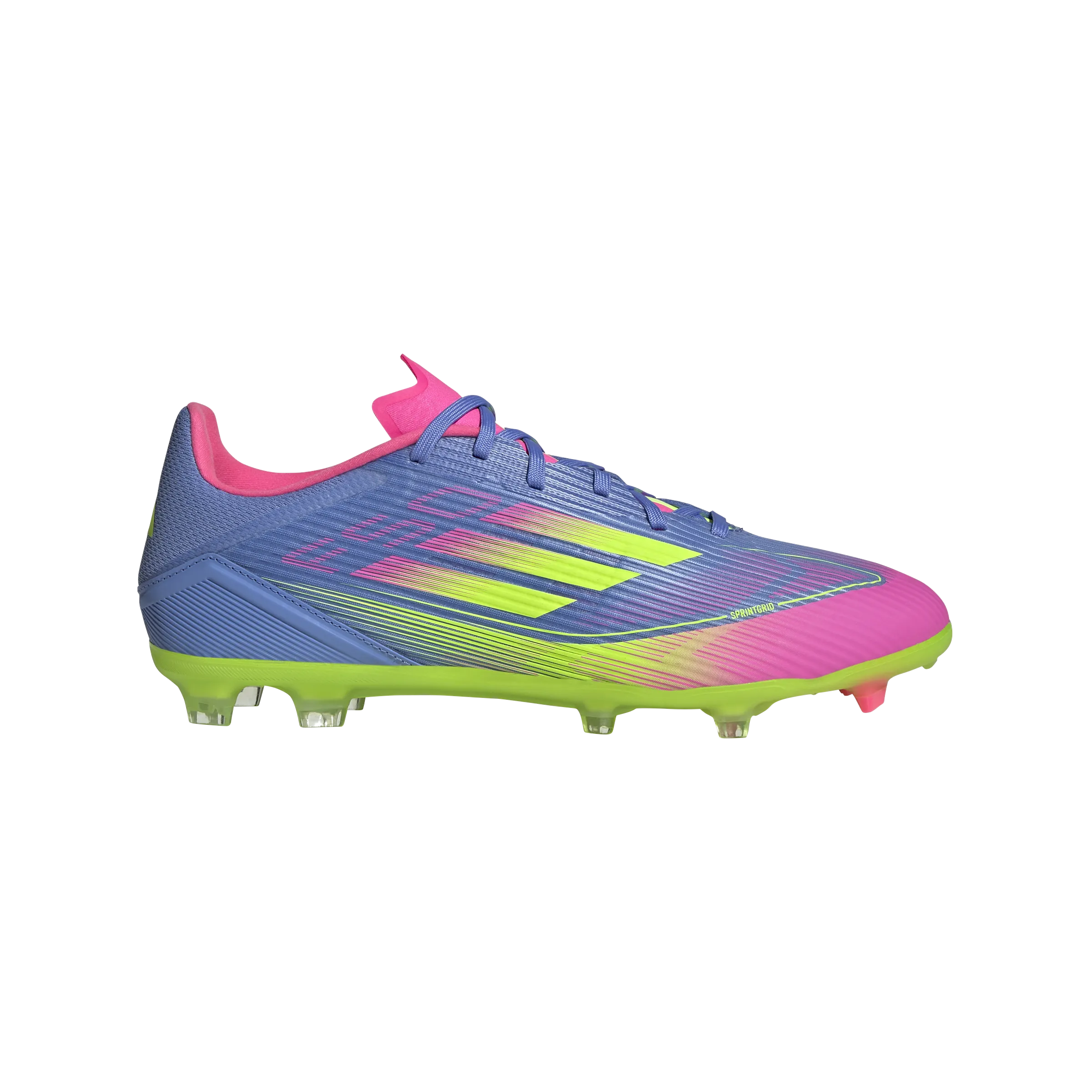 adidas F50 LEAGUE Firm/Multi-Ground Soccer Cleats | Blue Fusion-Lucid Lemon-Lucid Pink | Men's Dynamic Balance