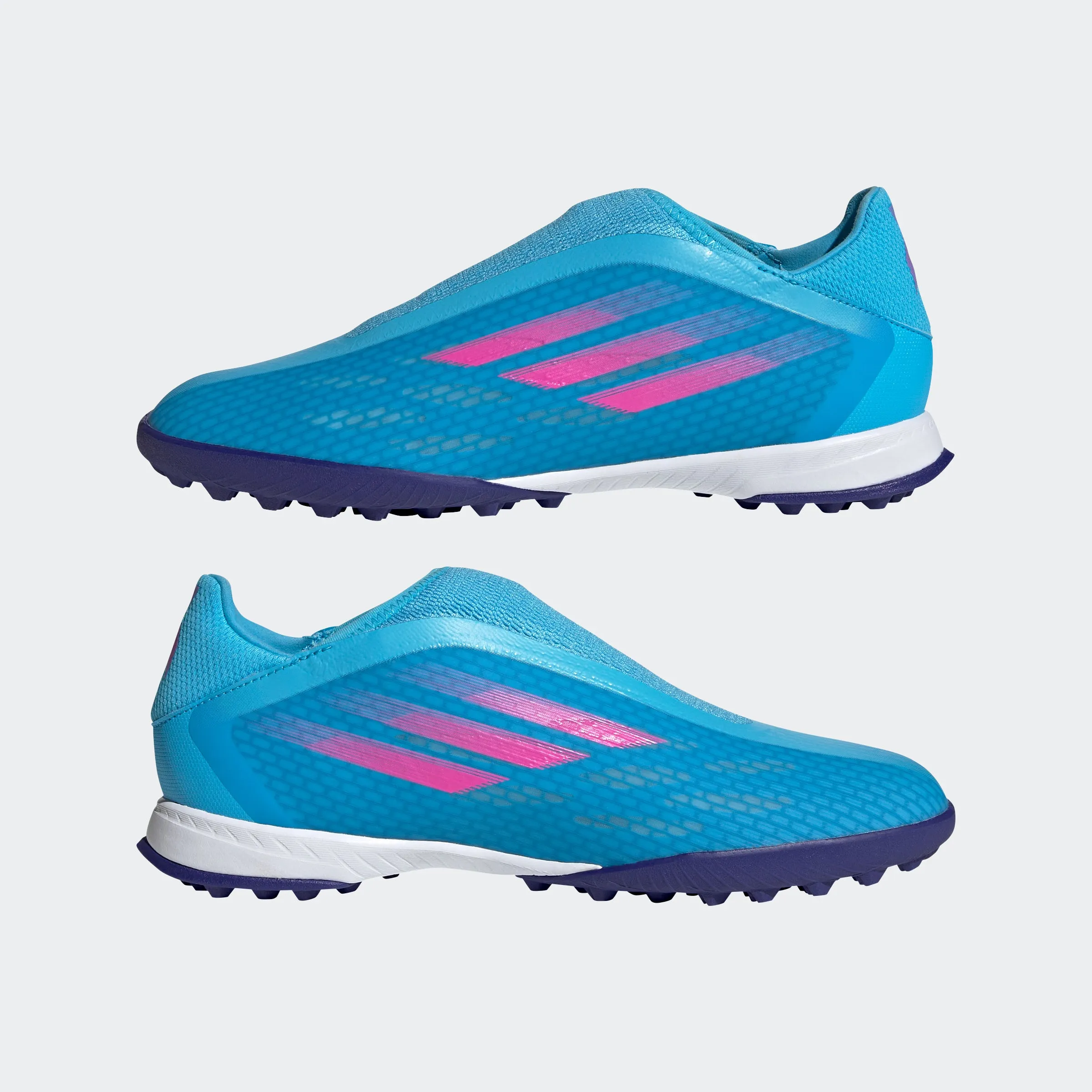 foot mobility Comfort Build adidas X SPEEDFLOW.3 LACELESS Artificial Turf Soccer Shoes | Sky Rush | Men's