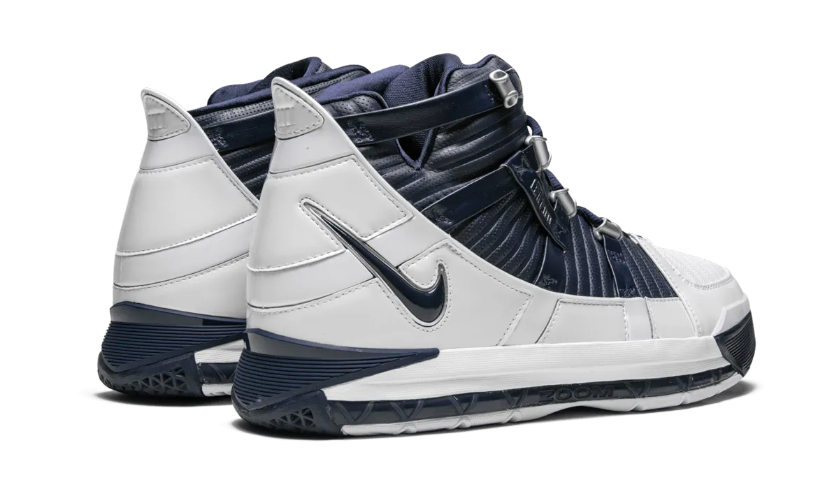 Low Profile Cushioning Elasticated Sling Zoom Lebron 3 QS "White/Navy"