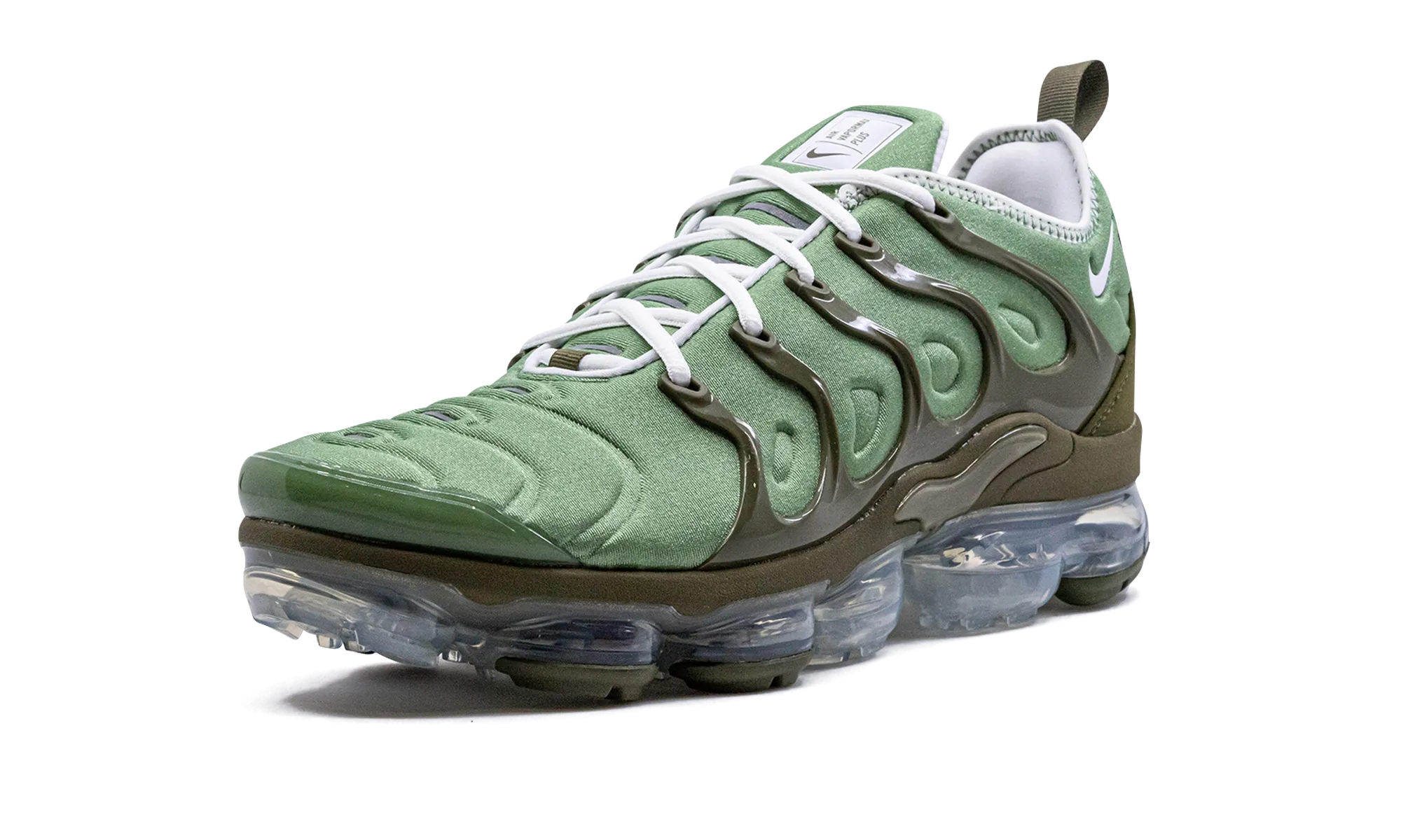 Air VaporMax Plus "Olive" running in a hot spring area shoes