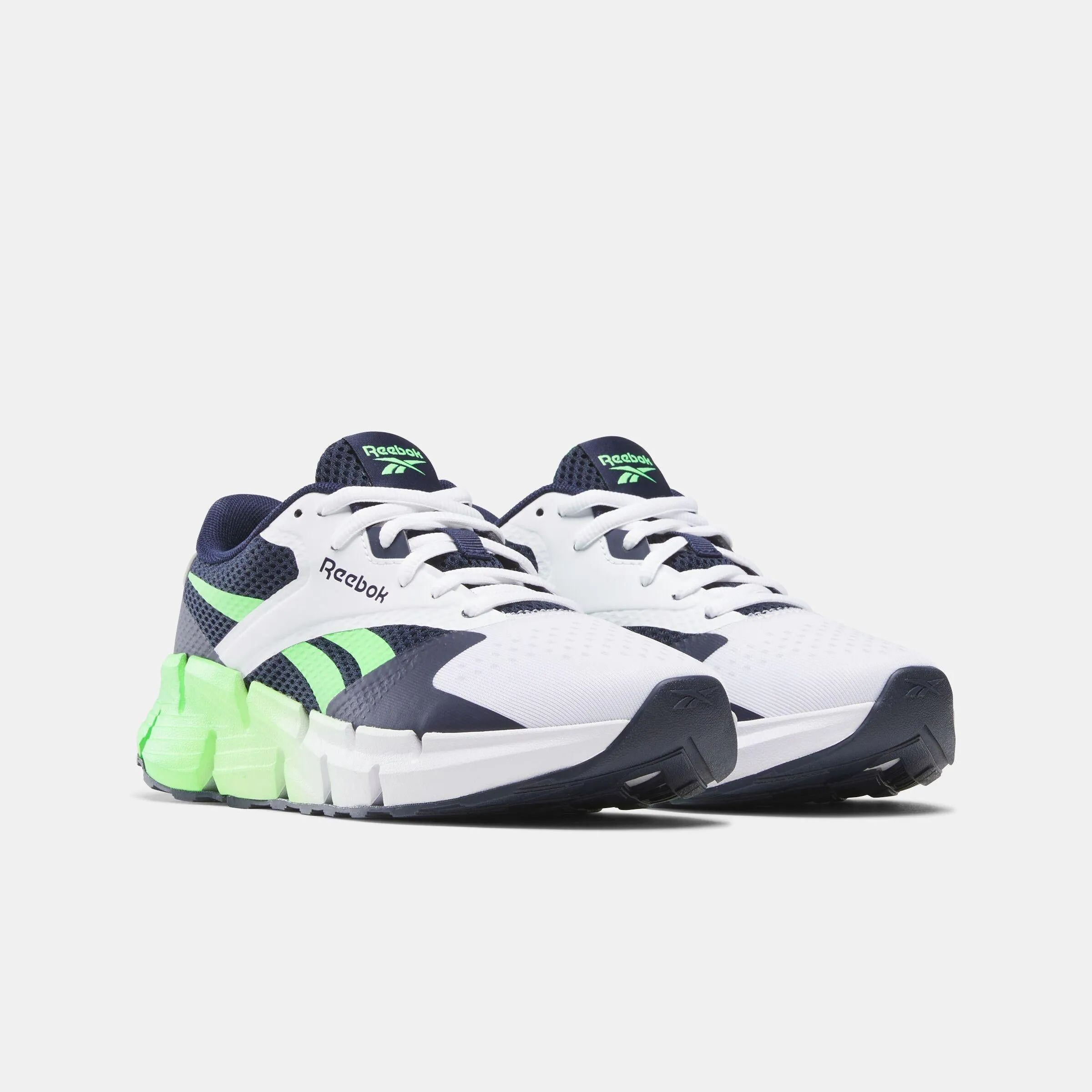 dirt running running shoes for senior men Reebok Footwear Kids Zig Dynamica 5 Shoes - Grade School WHITE/VECTORNAVY/SOLARLIME