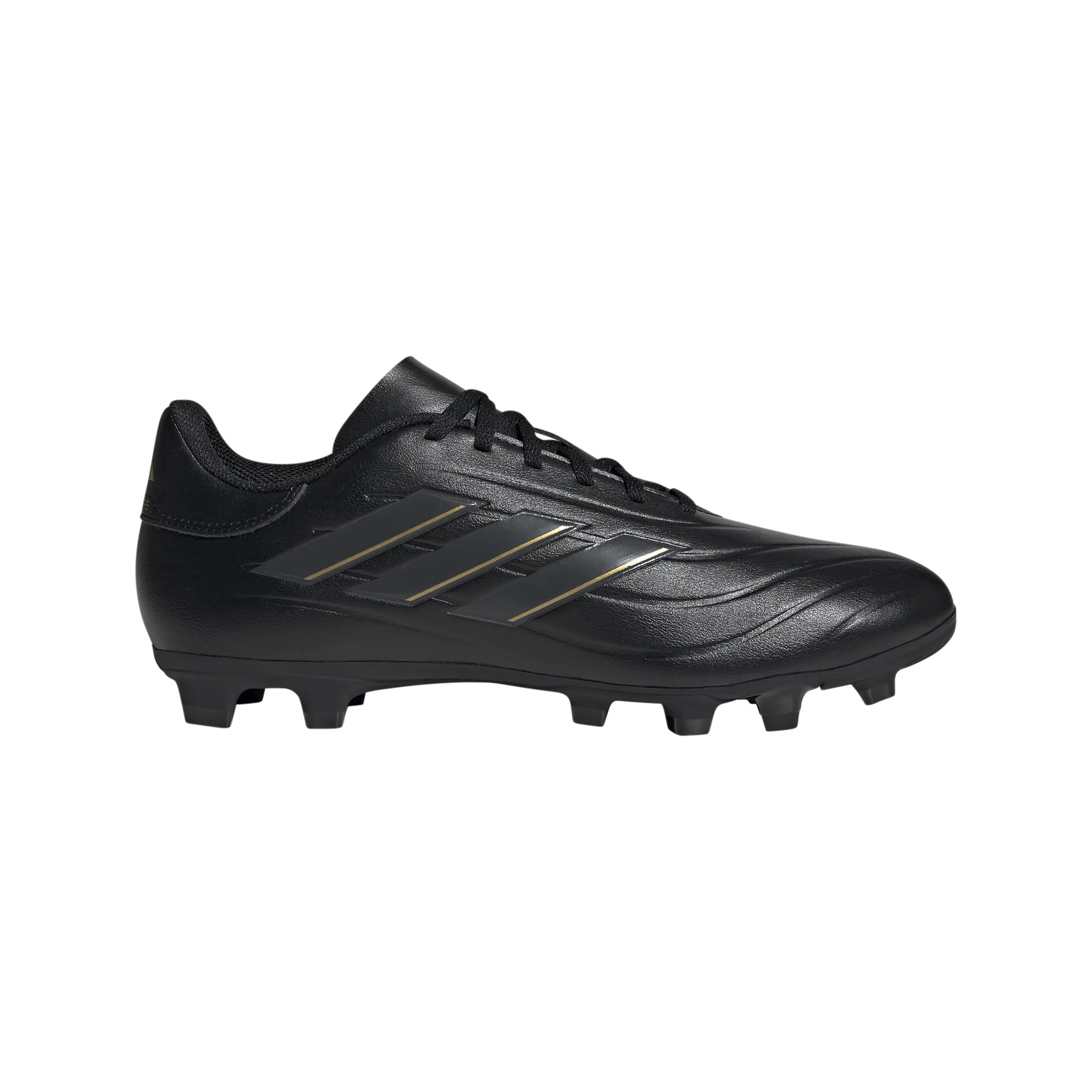 adidas Copa Pure 2 Club Flexible Ground Soccer Cleats | Core Black-Carbon-Gold Metallic | Men's Seamless construction Balanced Grip