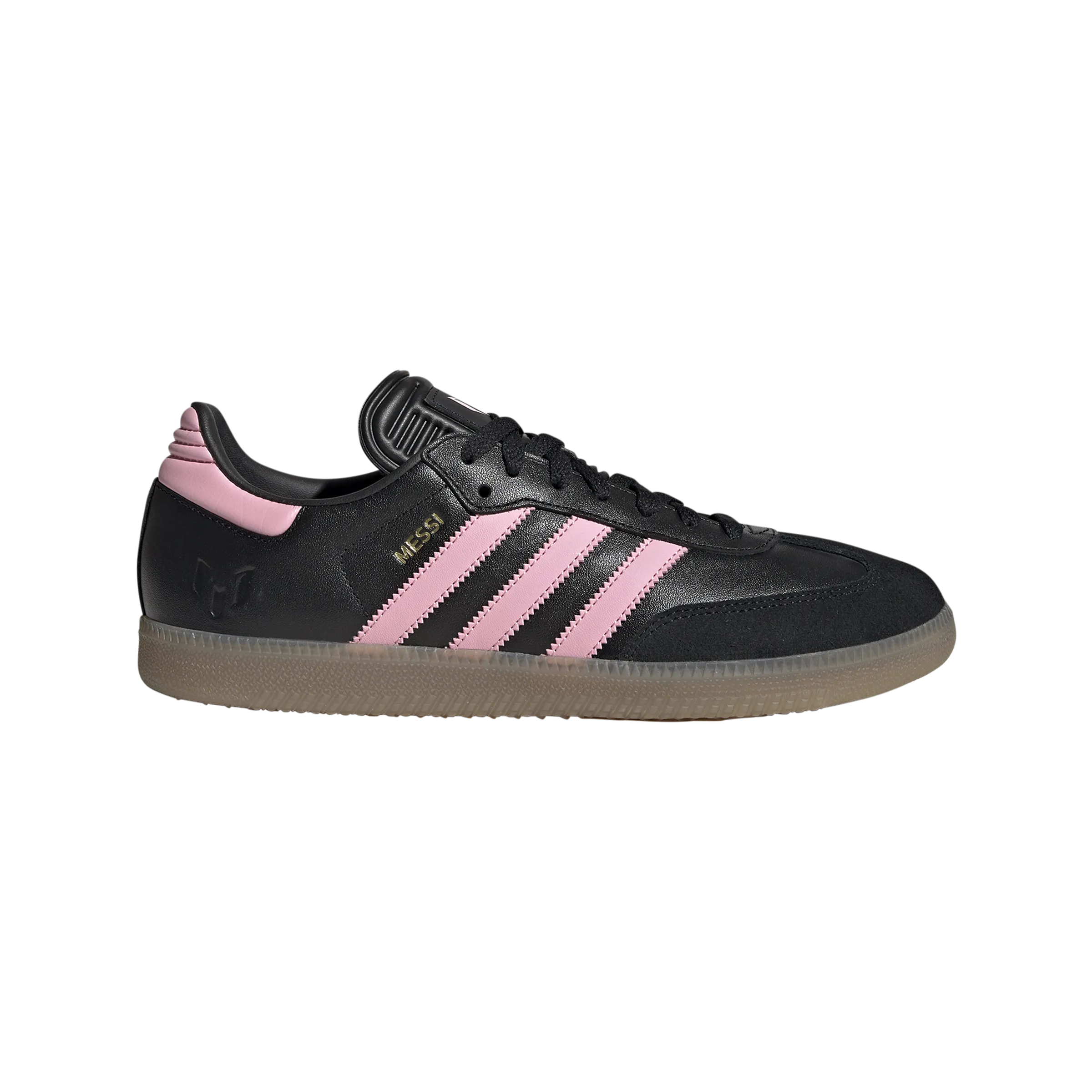 Sport Fit Core Motion adidas SAMBA MESSI Indoor Soccer Shoes | Core Black-Gold Metallic-Gum | Men's