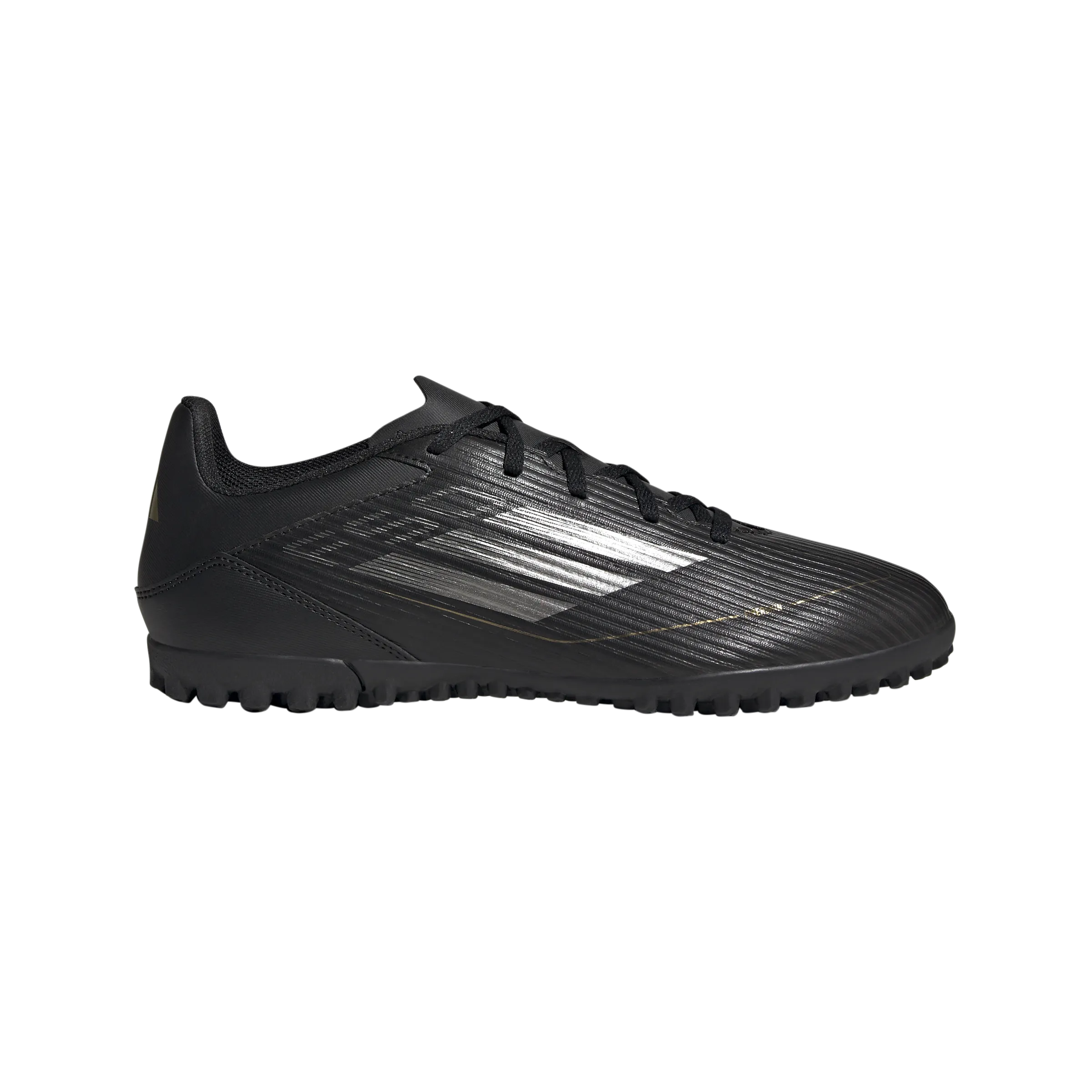adidas F50 Club Artificial Turf Soccer Shoes | Core Black-Iron Metallic-Gold Metallic | Men's Power Zone Grip Power