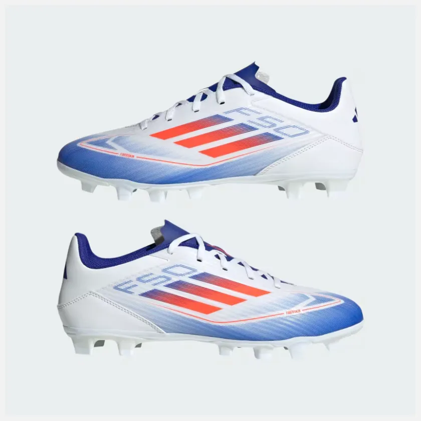 Adidas F50 Club Flexible Ground Men's Football Soccer -Cloud White/Solar Red/Lucid Blue Climb Strong Flexible
