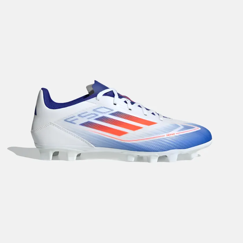Soft Move Adidas F50 Club Flexible Ground Men's Football Soccer -Cloud White/Solar Red/Lucid Blue