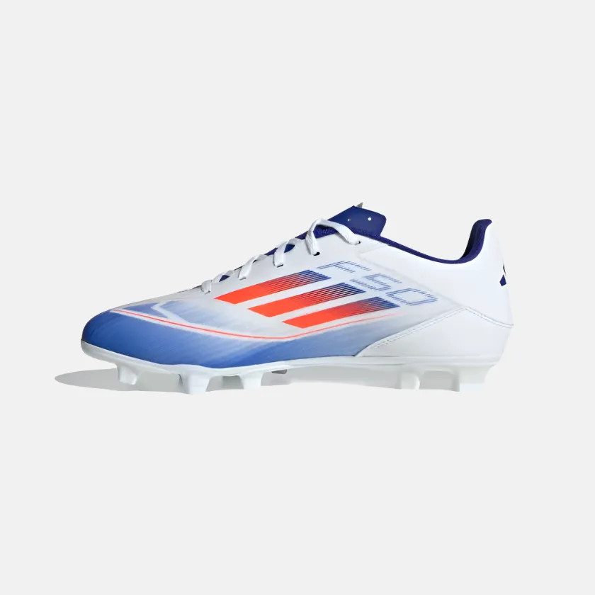 Adidas F50 Club Flexible Ground Men's Football Soccer -Cloud White/Solar Red/Lucid Blue Daily Walk Leg Slim