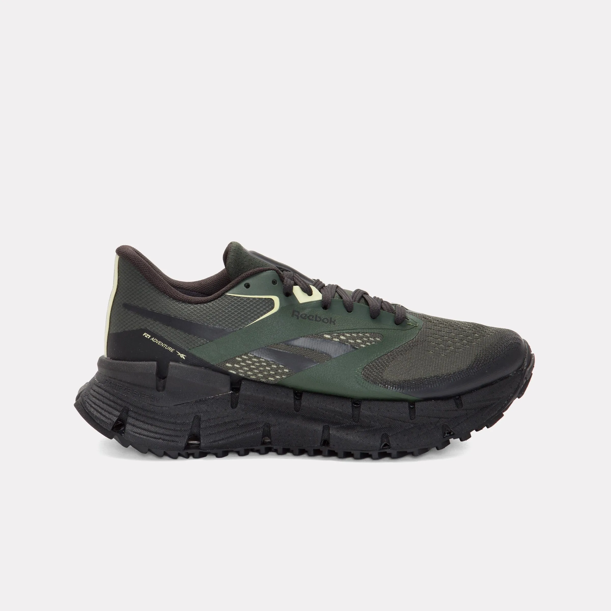 post - race running Reebok Footwear Men FloatZig 1 Adventure Shoes GRIT GREEN/WASHED BLACK/YELLOW