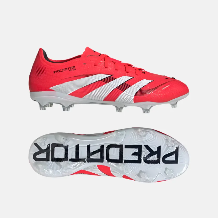 Adidas Predator Pro Firm Ground Unisex Football Shoes -Lucid Red/Cloud White/Core Black Energy Boost Low Profile