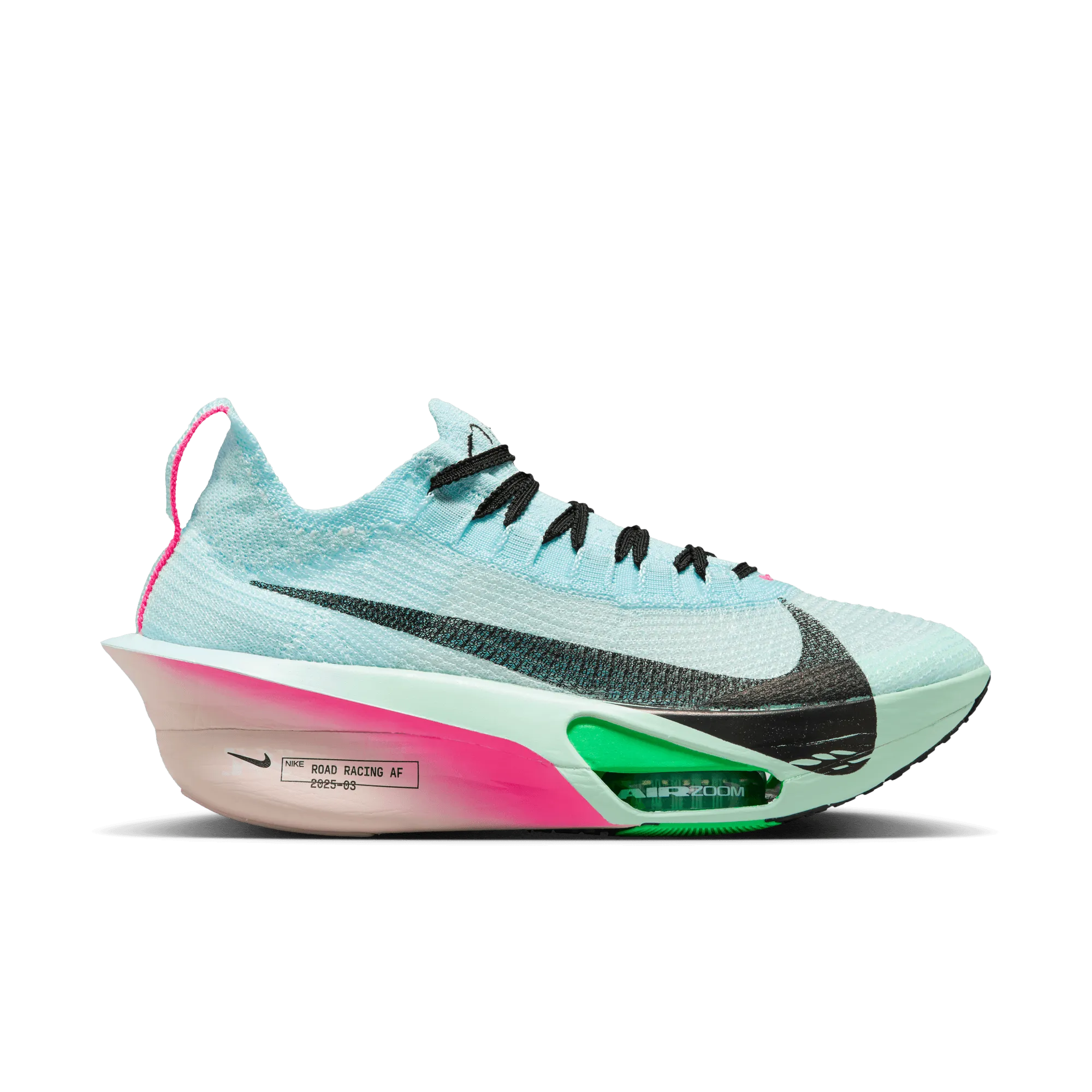 running in hot weather Comfort Fit WOMEN'S ALPHAFLY 3 - B - GLACIER BLUE/BLACK-MINT FOAM-GREEN SHOCK
