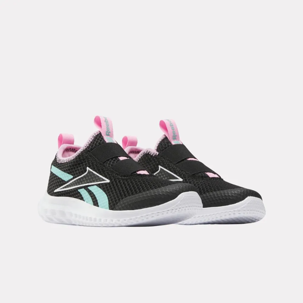 Reebok Footwear Kids Rush Runner Slip-On Shoes - Pre-School BLACK/AIAQUA/ASTROROSE Wet running stability