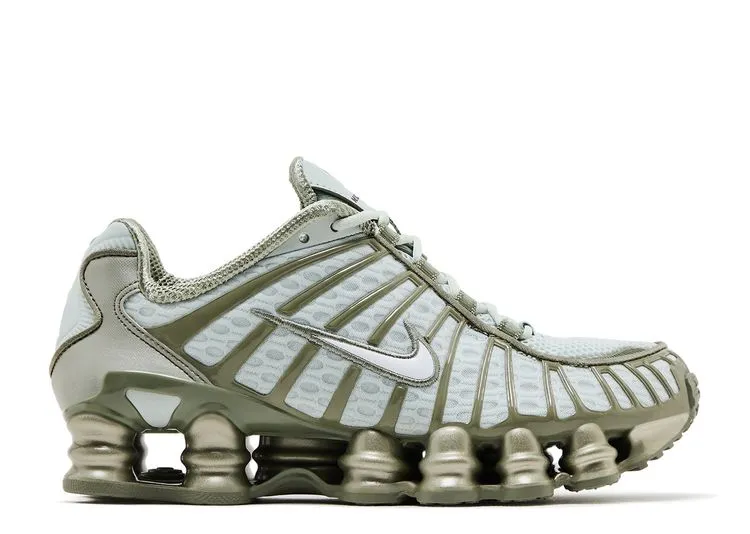 running in a frozen lake area shoes sports shoe alternative Nike Shox TL Light Army