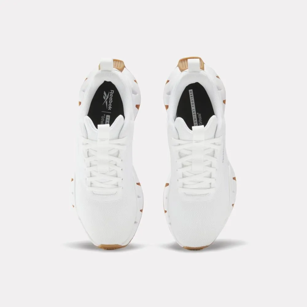 shock - absorbing sole Anti - stress Reebok Footwear Women Zig Dynamica STR Shoes FTWWHT/SILVMT/RBKLE3