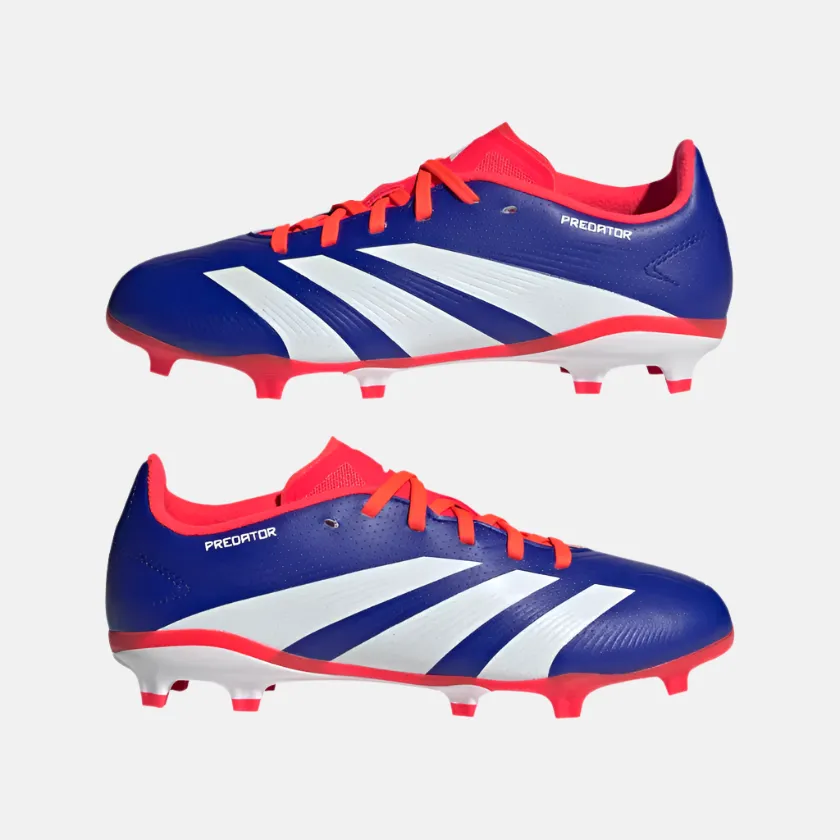 Color Play Swim Edge Adidas Predator League Firm Ground Kids Unisex Football Shoes -Lucid Blue/Cloud White/Solar Red