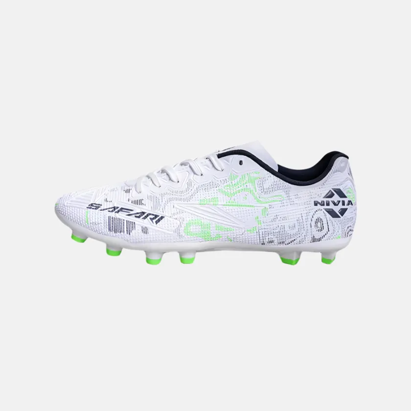 Nivia Safari Men's Football Shoes - Grey/White Arch Care Bright Neon
