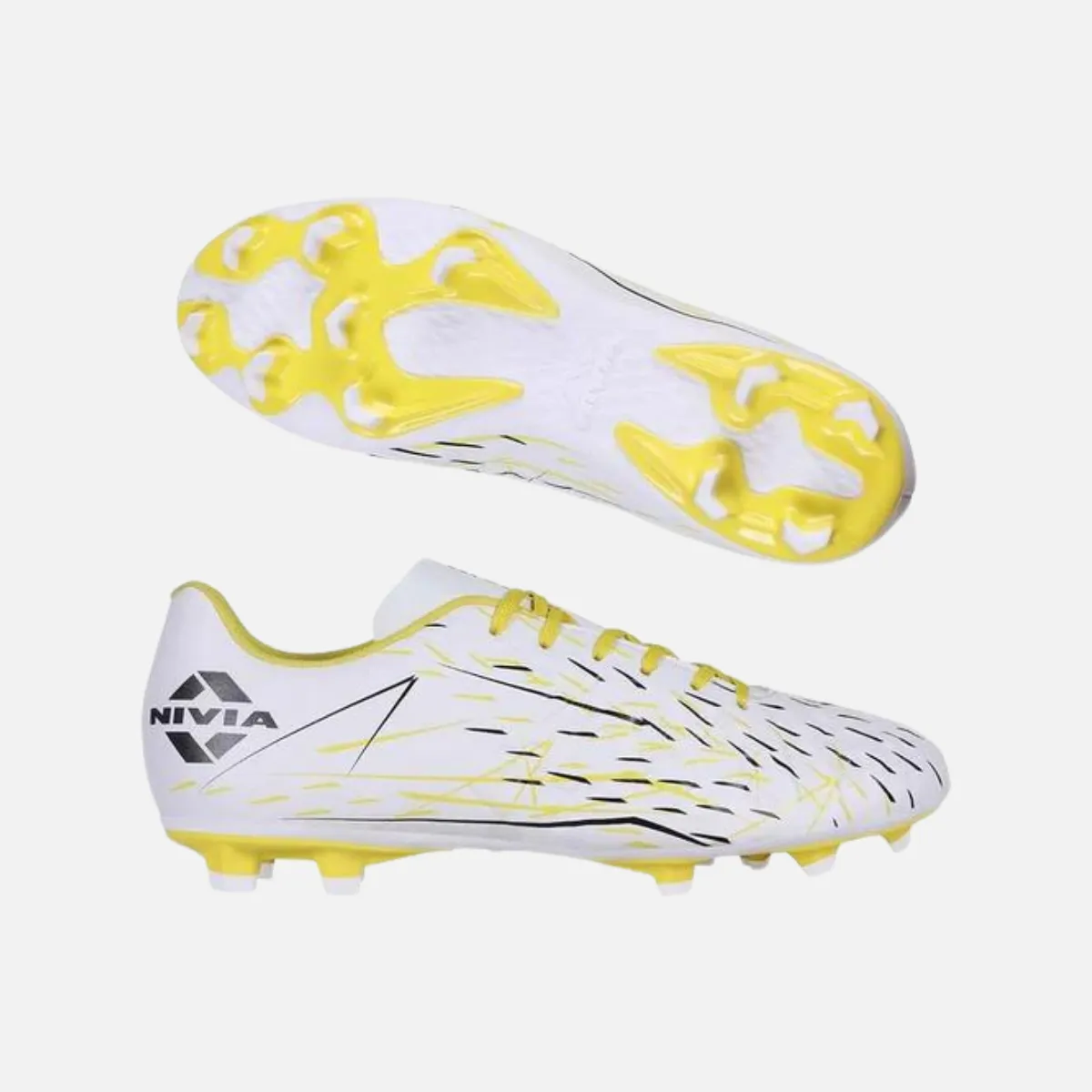 Look Ready Family Fit Nivia Spear Men's Football Studs -White/Yellow