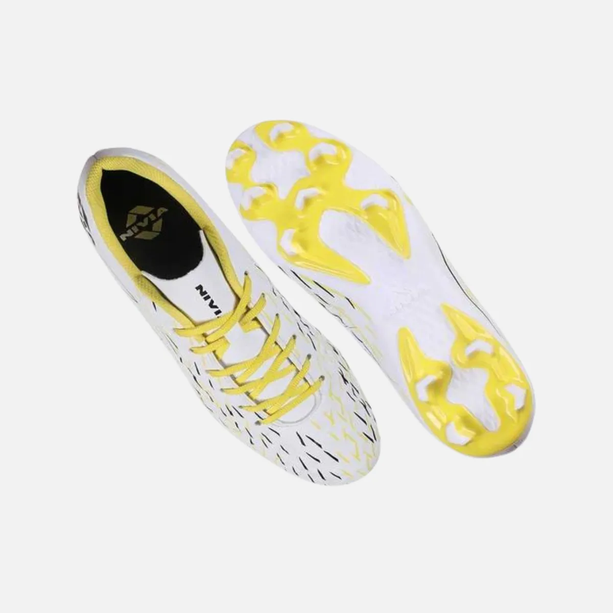 Cushioned Air Dry Nivia Spear Men's Football Studs -White/Yellow