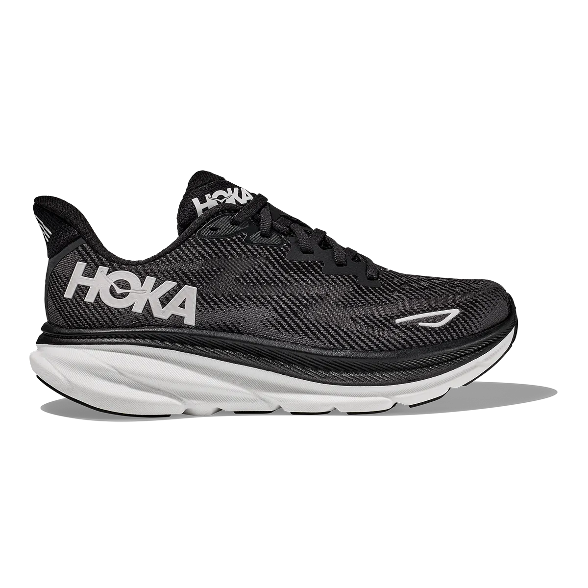 Hoka Clifton 9 - Black - White Daily Steps Flex Groove Technology