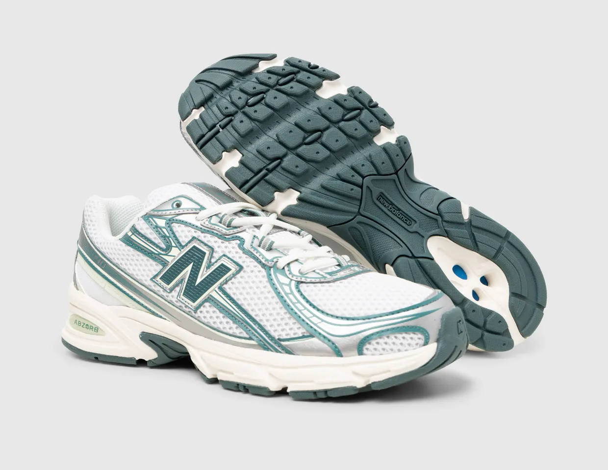 New Balance U740 New Spruce White / Marsh Green Thermoplastic Heel Support