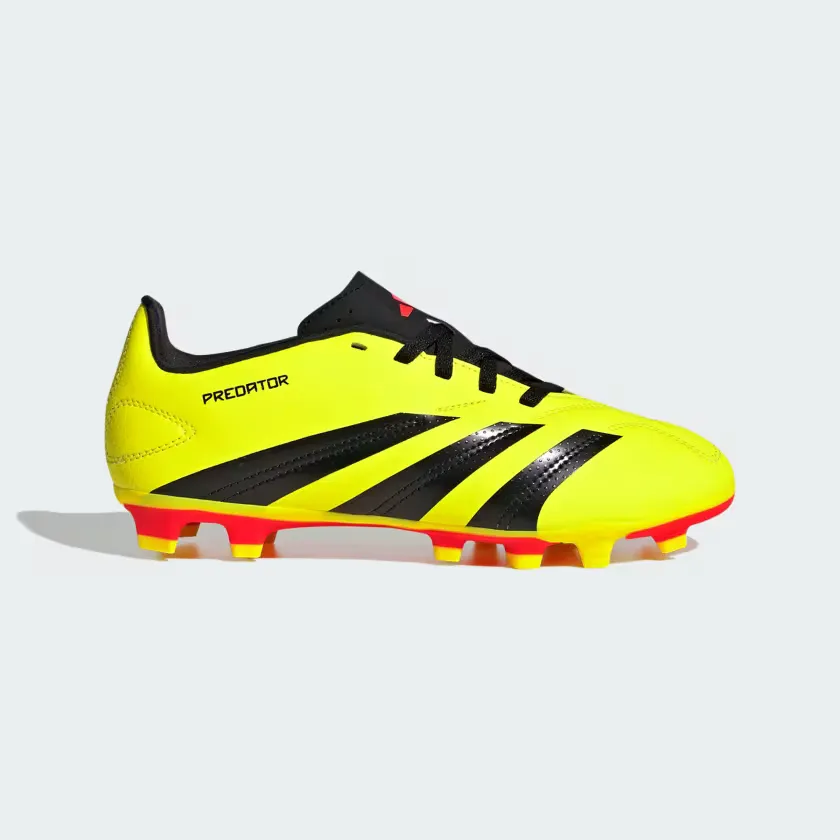 Gloss Finish Adidas Predator Club Flexible Ground Football Kids Unisex Shoes (4-7Year) -Team Solar Yellow 2/Core Black/Solar Red