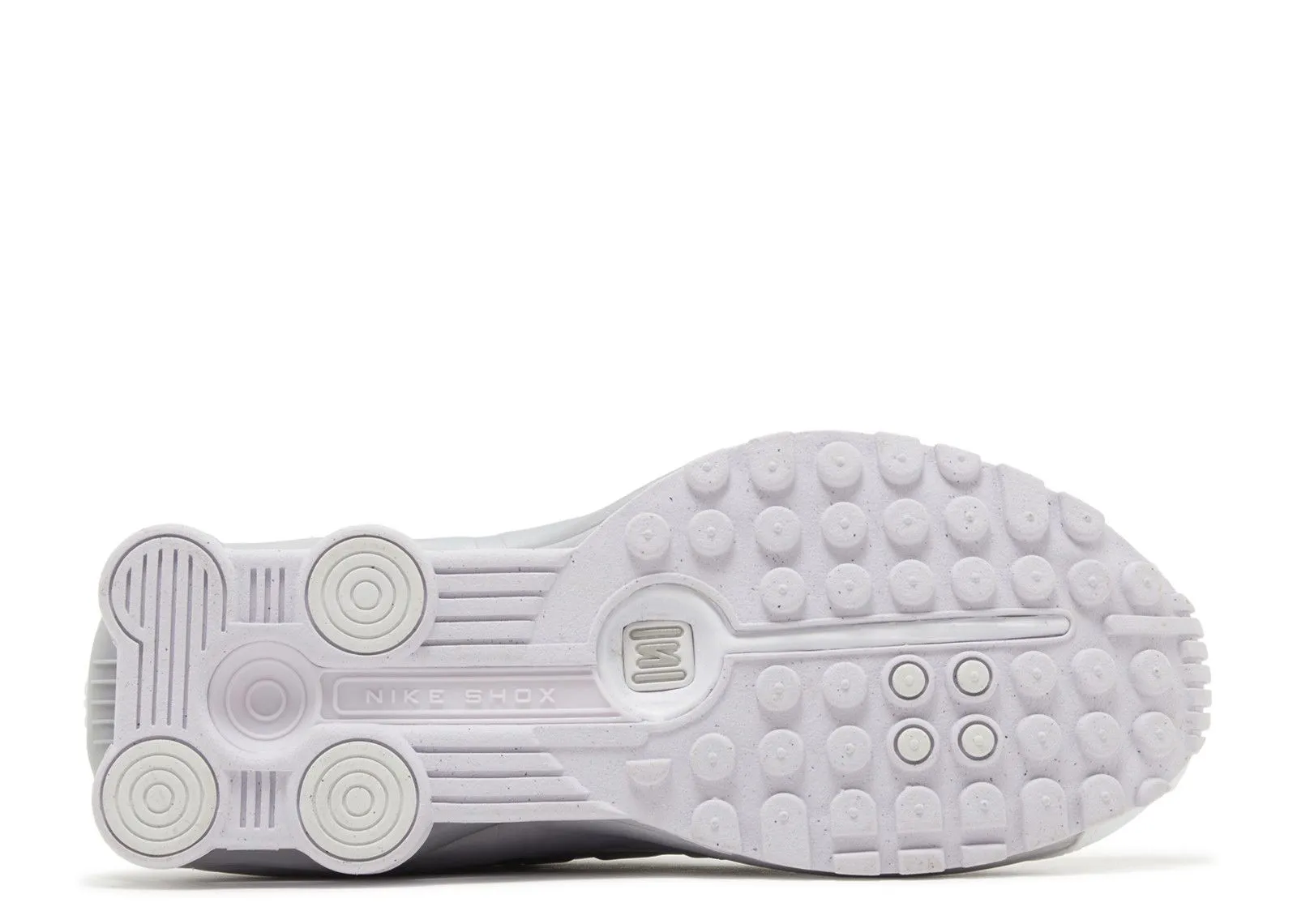 Nike Shox R4 White Metallic Platinum Barely Grape running in a cable car area shoes