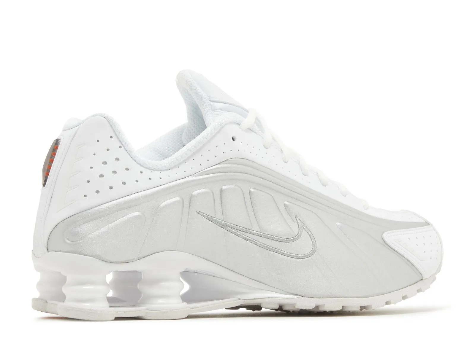 stain - resistant - coating - durability shoes running during work breaks Nike Shox R4 White Metallic Silver