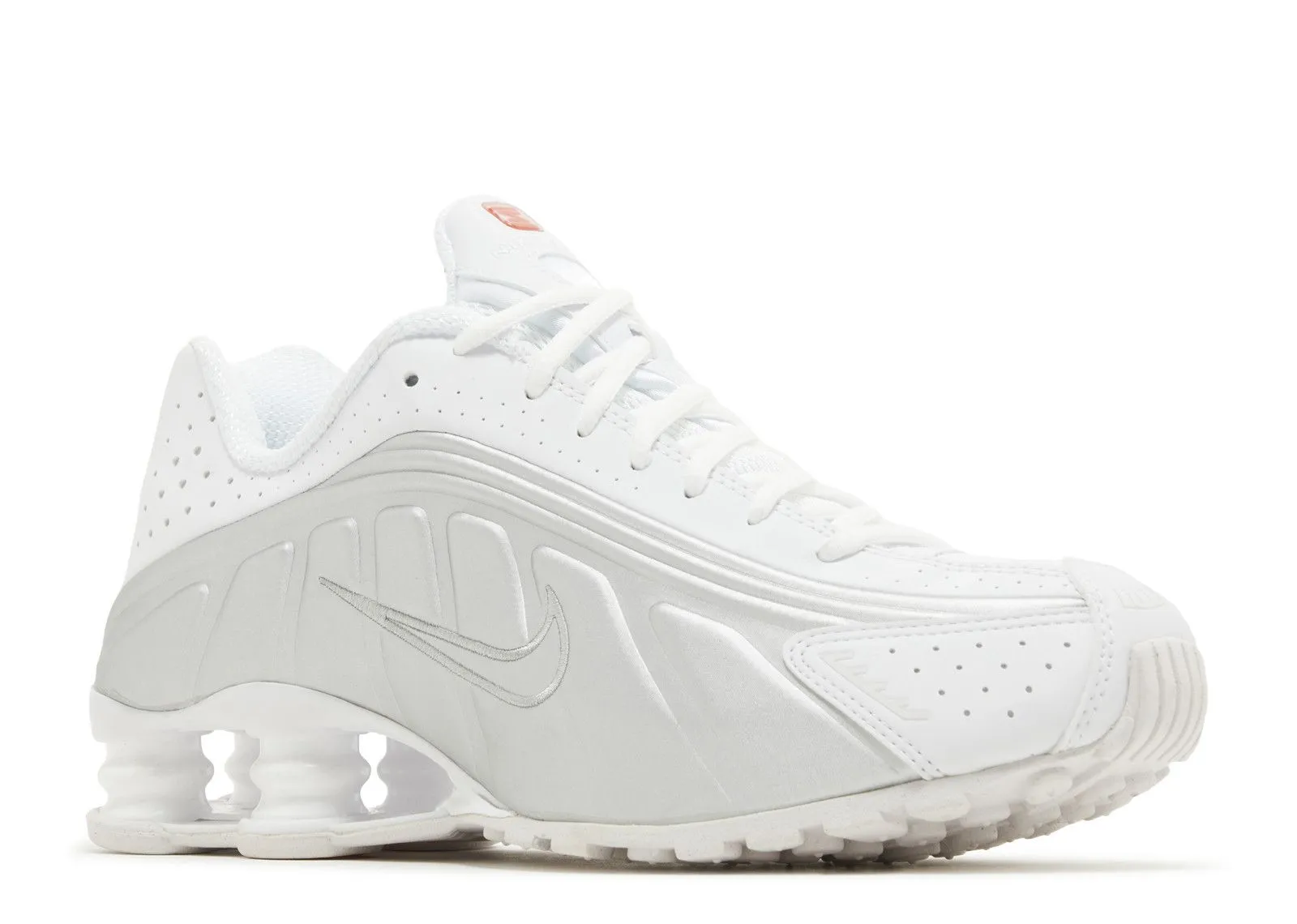 Nike Shox R4 White Metallic Silver 5k - specific shoes Racing