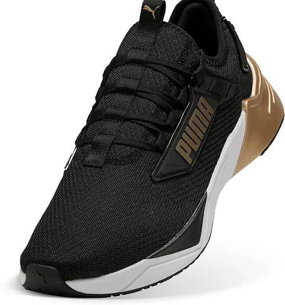 Shiny Tone Polish Look Puma Men'S Retaliate Black/Gold Running Shoes