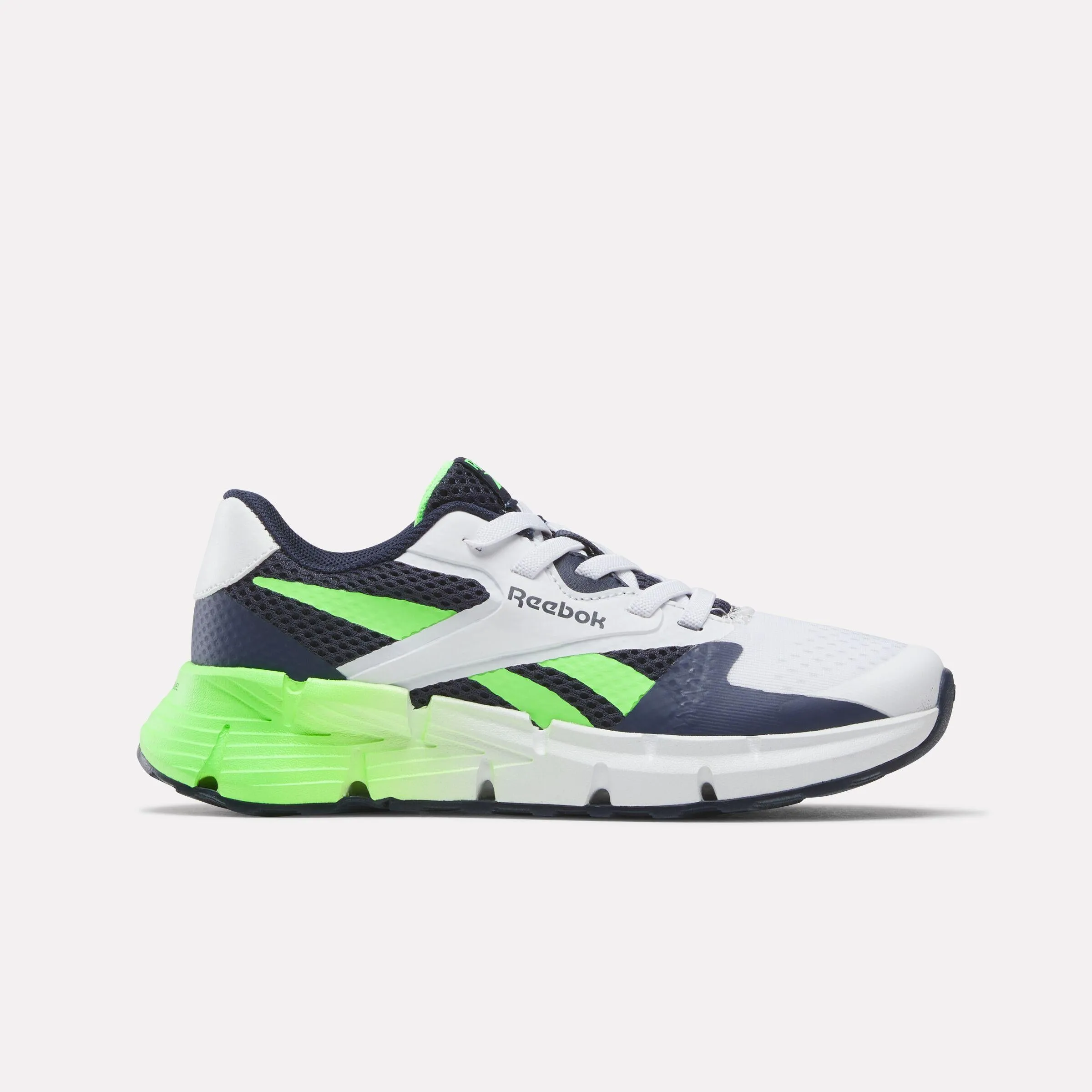 Reebok Footwear Kids Zig Dynamica 5 Elastic Lace Shoes - Pre-School WHITE/VECTORNAVY/SOLARLIME men's athletic footwear