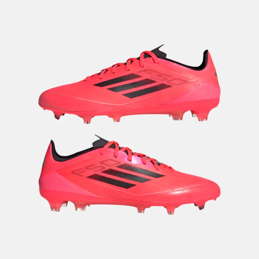 Adidas F50 Pro Firm Unisex Football Shoes -Turbo/Aurora Black/Platinum Metallic Rock Guard Safe Land