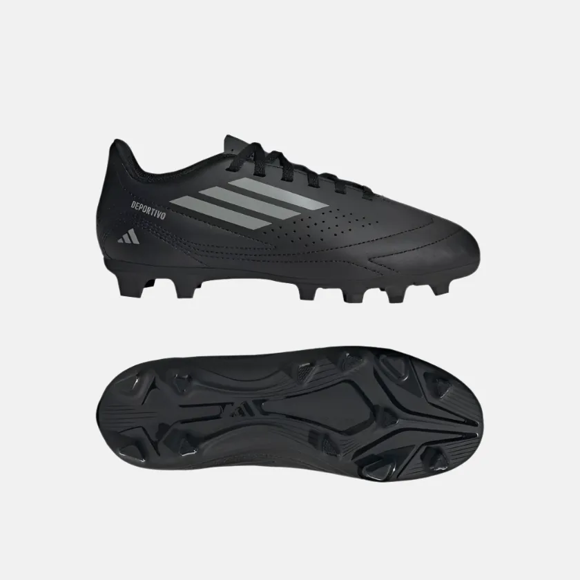 Stylish Hero Edge Adidas Deportivo III Flexible Kids Boys Football Ground Shoes -Core Black/Grey Three/Core Black