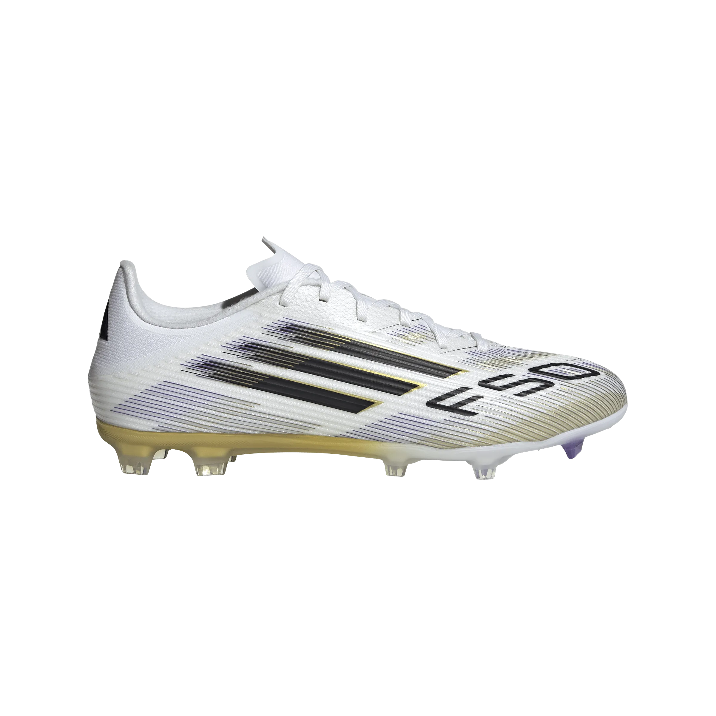 Ankle Stability adidas F50 LEAGUE FG/MG Soccer Cleats | FTWR White-Core Black-Gold Metallic | Men's