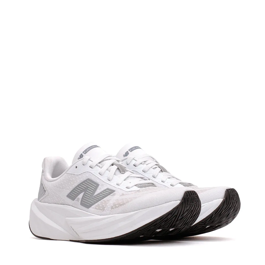 Non Slip Tread Pattern New Balance Women FuelCell Rebel v5 White Silver WFCXLM5