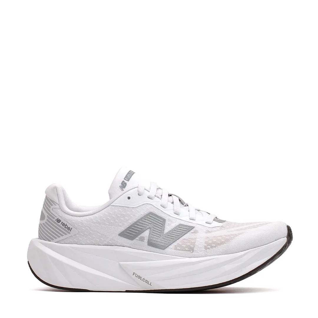 New Balance Women FuelCell Rebel v5 White Silver WFCXLM5 Zigzag Impact Zone Comfortable Strapping