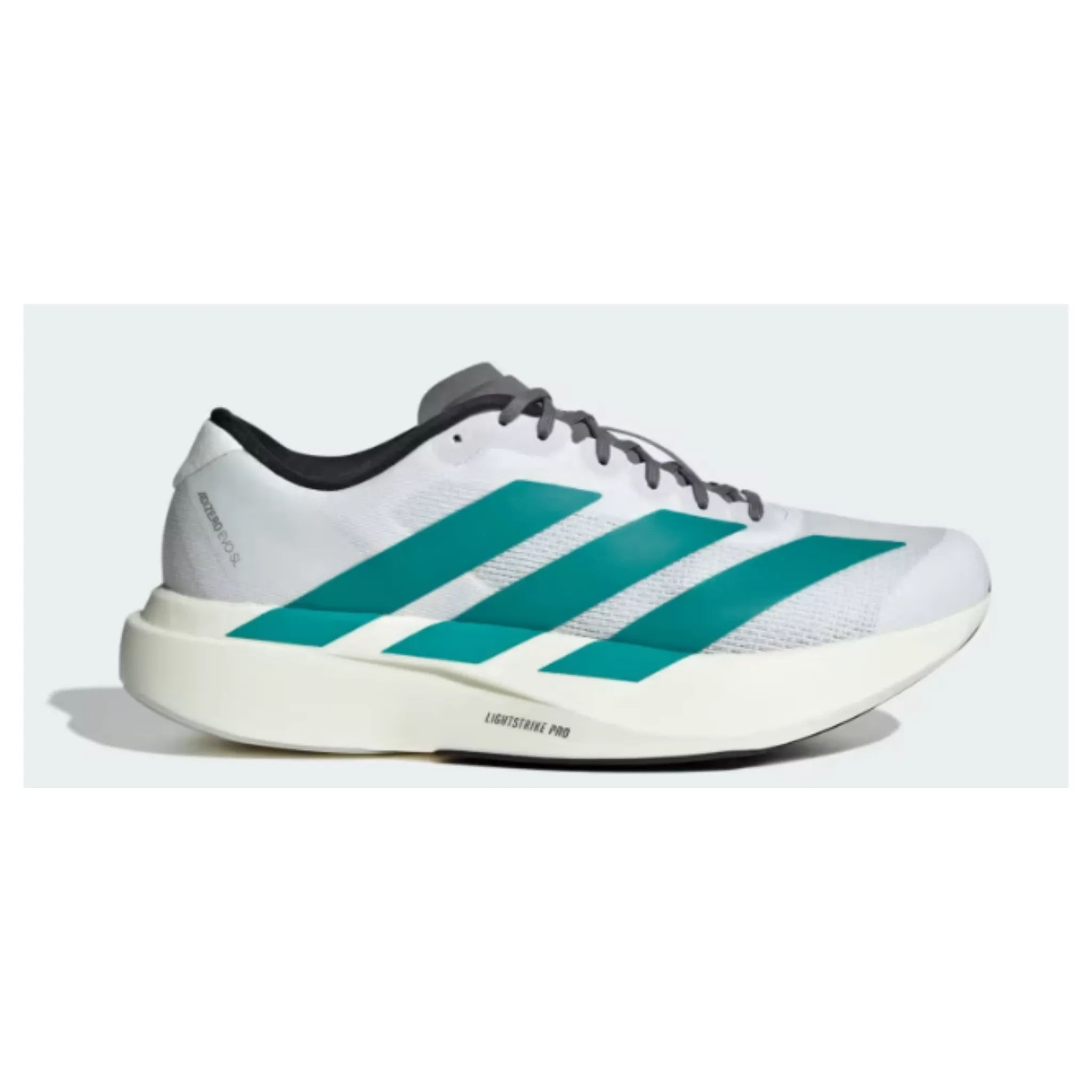 MEN'S ADIZERO EVO SL - D - WHITE/PURE TEAL/GREY FOUR cross - country meet running wear marathon readiness