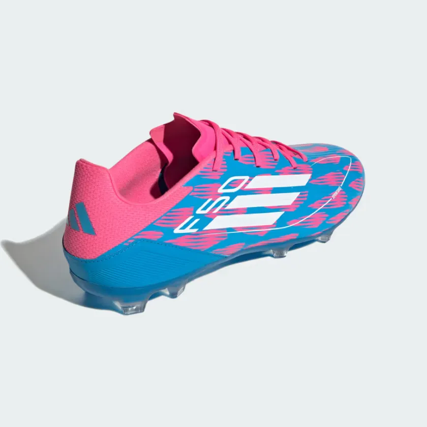 Street Run Adidas F50 League Firm/Multi-Ground Men's Football Shoes -Solar Blue/Cloud White/Solar Pink