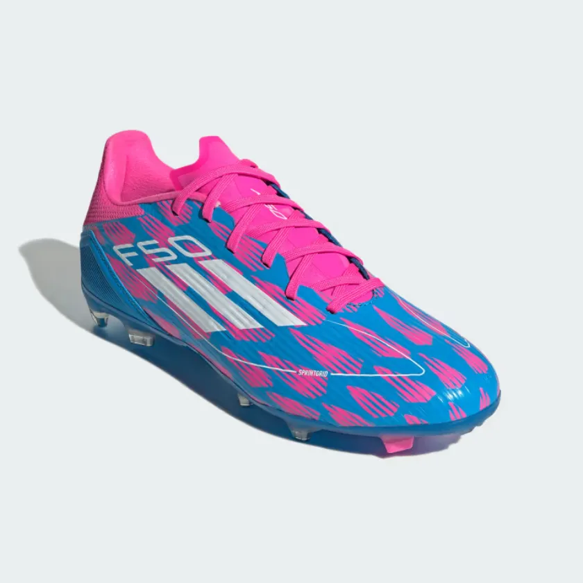 Comfort Grip Abrasion resistant Adidas F50 League Firm/Multi-Ground Men's Football Shoes -Solar Blue/Cloud White/Solar Pink