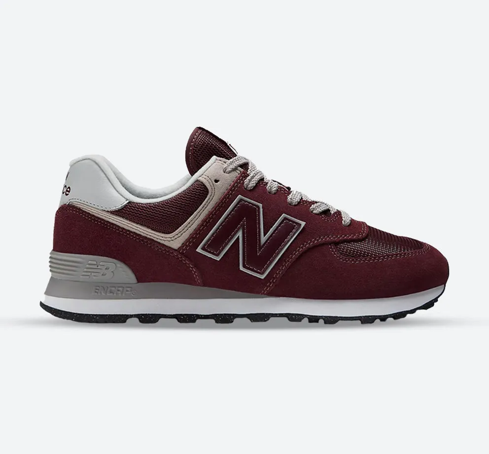 Refined chic Men's Wide Fit New Balance ML574EVM Running Sneakers - Exclusive - Burgundy/White