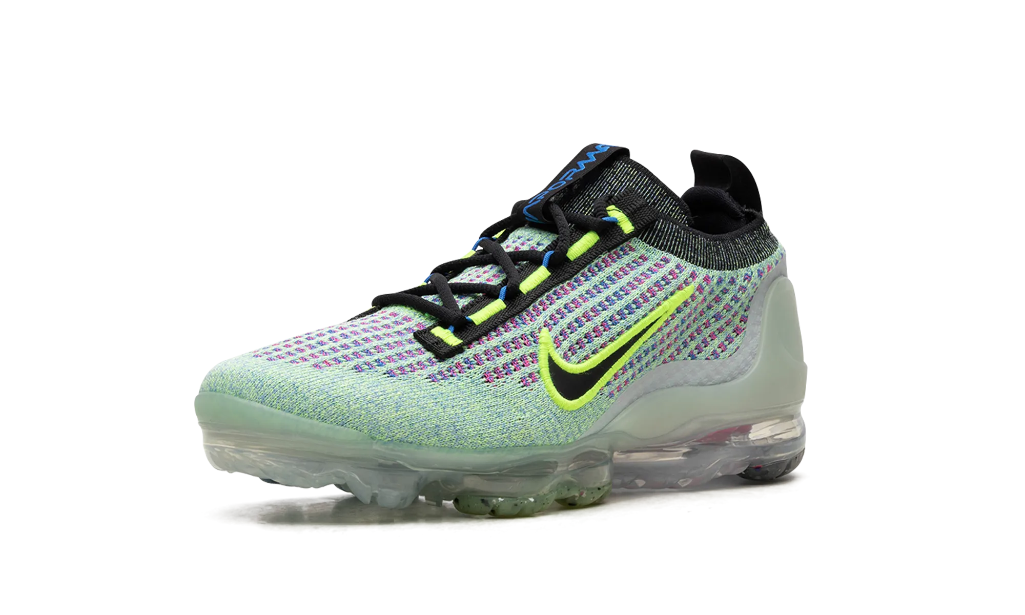 Air VaporMax 2021 Flyknit Next Nature GS "VOLT PHOTO BLUE" running in a arch bridge area shoes