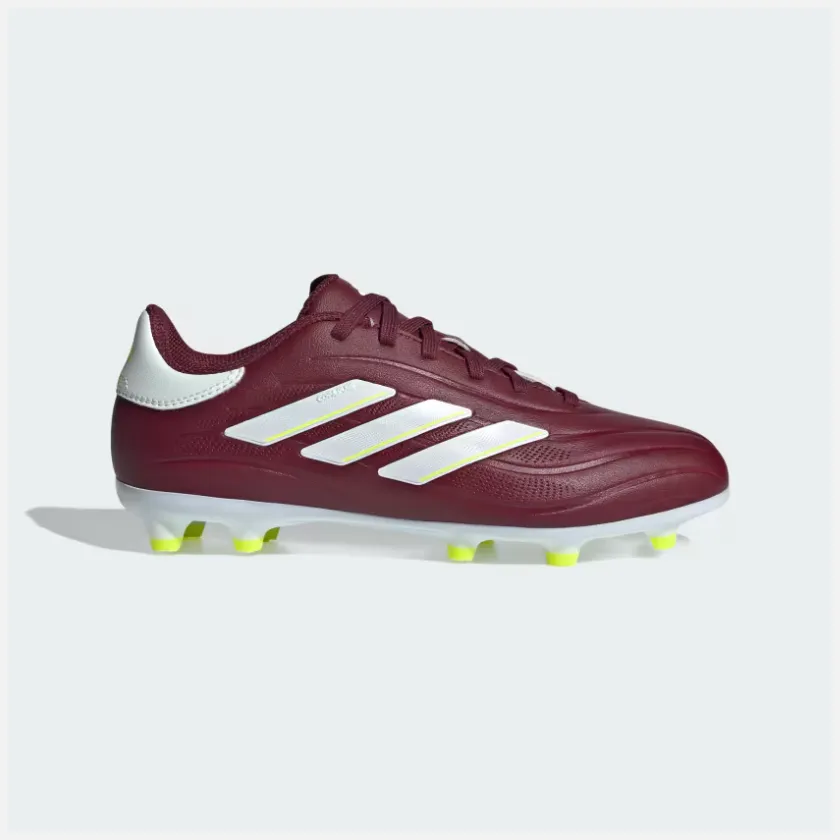 Lift Up French Soft Adidas Copa Pure II League Firm Ground Fooball Kids Unisex Shoes (4-7Year) -Shadow Red/Cloud White/Team Solar Yellow 2