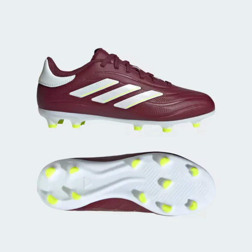 Color Play Adidas Copa Pure II League Firm Ground Fooball Kids Unisex Shoes (4-7Year) -Shadow Red/Cloud White/Team Solar Yellow 2