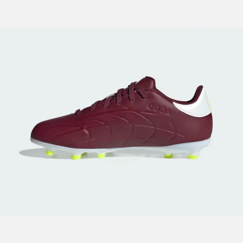Adidas Copa Pure II League Firm Ground Fooball Kids Unisex Shoes (4-7Year) -Shadow Red/Cloud White/Team Solar Yellow 2 Slip On Style